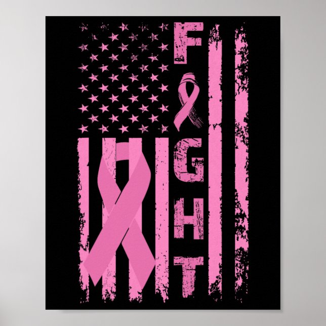 Breast Cancer Survivor American Flag Awareness  Poster (Front)