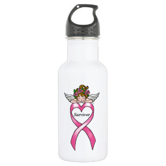 Breast Cancer "Survivor" Angel Stainless Steel Water Bottle