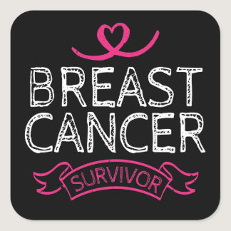 Breast Cancer Survivor Awareness Heart Square Sticker