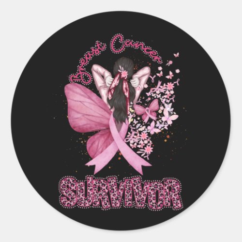 Breast Cancer Survivor Awareness Pink Ribbon Butte Classic Round Sticker