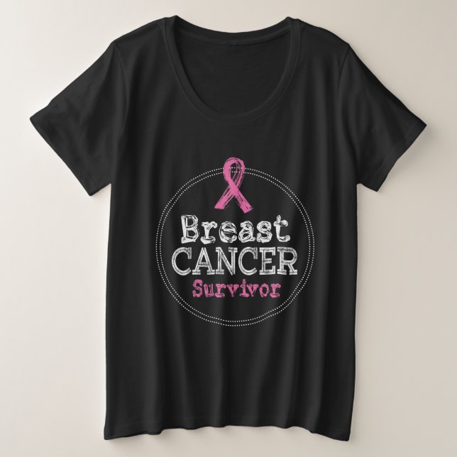 Breast Cancer Survivor Awareness Ribbon Plus Size T-Shirt (Design Front)