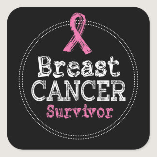 Breast Cancer Survivor Awareness Ribbon Square Sticker