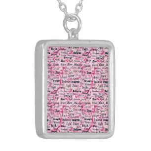 Breast Cancer Survivor Awareness Silver Plated Necklace