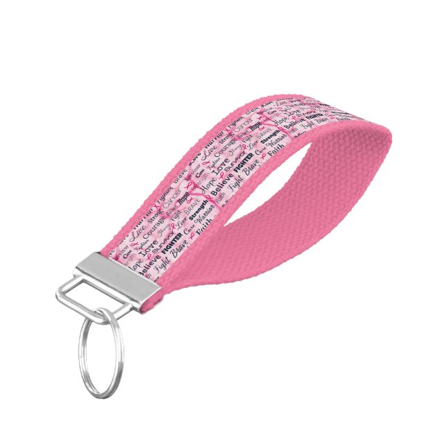 Breast Cancer Survivor Awareness Wrist Keychain (Angled Down)