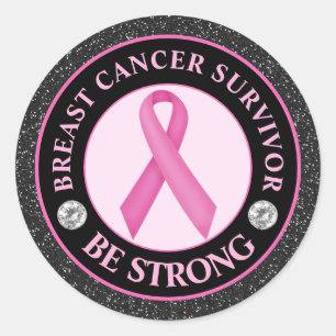 Breast Cancer Survivor – Be Strong Pink Ribbon Classic Round Sticker