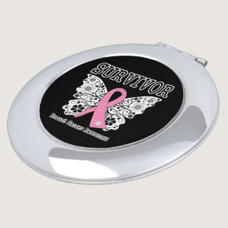 Breast Cancer Survivor Butterfly Makeup Mirror
