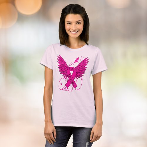 Breast Cancer Survivor Butterfly Name Monogram  T_Shirt