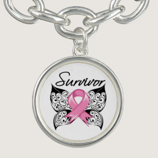 Breast Cancer Survivor Butterfly Ribbon Bracelet