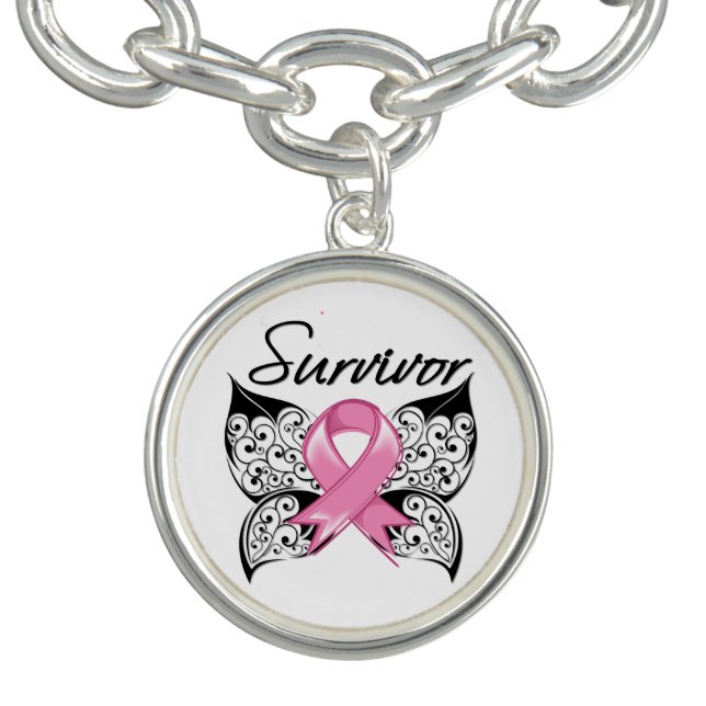 Breast Cancer Survivor Butterfly Ribbon Bracelet (Design)