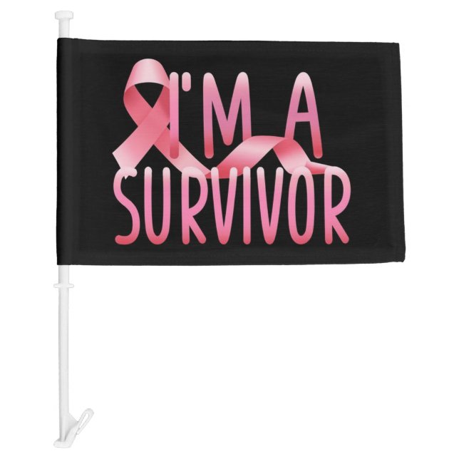 Breast Cancer Survivor Car Flag (Front)