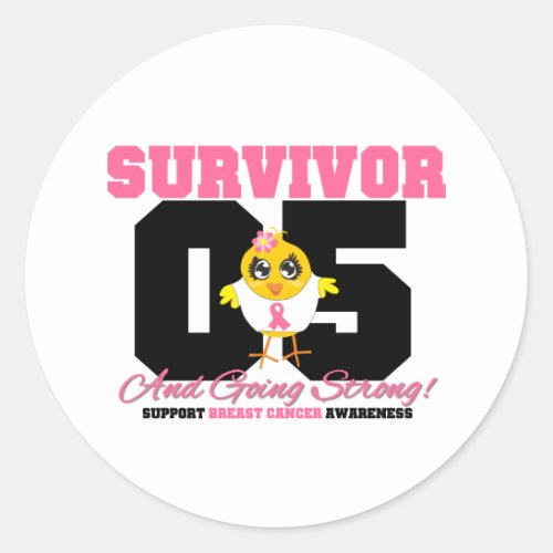 Breast Cancer Survivor Chick 05 Years Classic Round Sticker