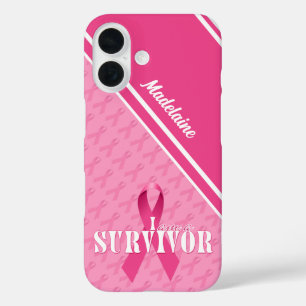 Breast Cancer Survivor Custom Pink Ribbon iPhone 16 Case