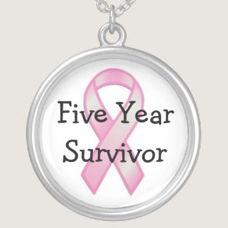 Breast Cancer Survivor Five Years Silver Plated Necklace
