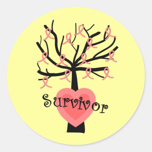 Breast Cancer Survivor Gifts__Unique Tree Design Classic Round Sticker