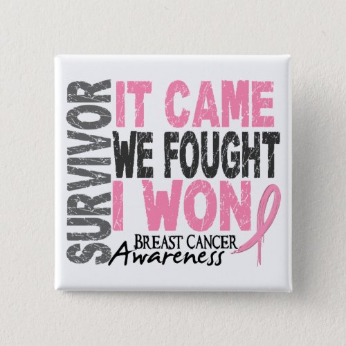 Breast Cancer Survivor It Came We Fought I Won Button