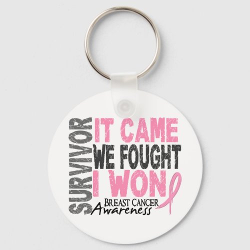 Breast Cancer Survivor It Came We Fought I Won Keychain