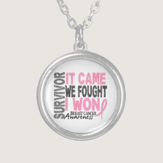 Breast Cancer Survivor It Came We Fought I Won T-S Silver Plated Necklace