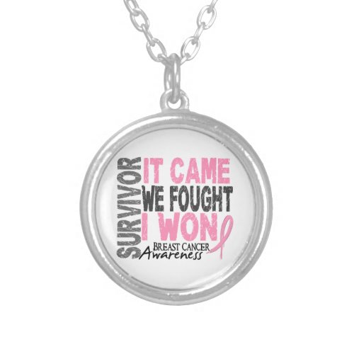 Breast Cancer Survivor It Came We Fought I Won T_S Silver Plated Necklace