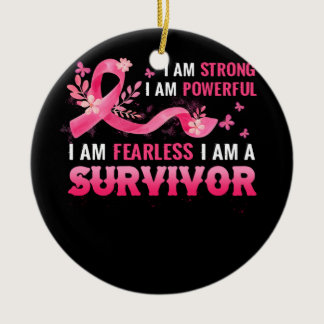 Breast Cancer Survivor Month Support Breast Cancer Ceramic Ornament