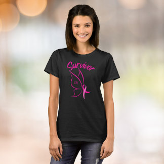 Breast Cancer Survivor Name Monogram Butterfly T-Shirt