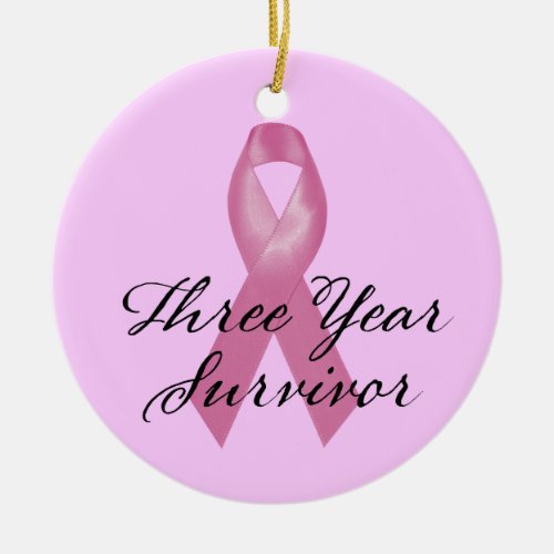 Breast Cancer Survivor Ornament Three Year