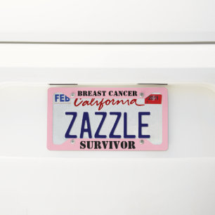 Breast Cancer Survivor Pink License Plate Frame