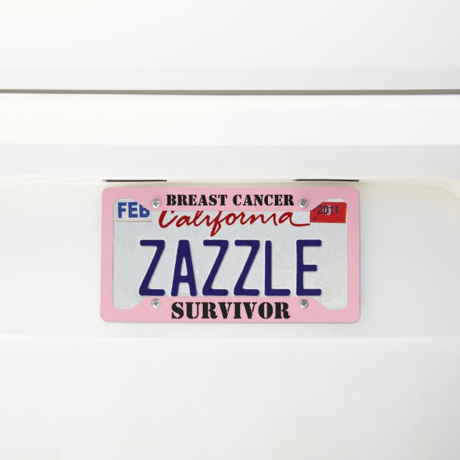 Breast Cancer Survivor Pink License Plate License Plate Frame (On Car)