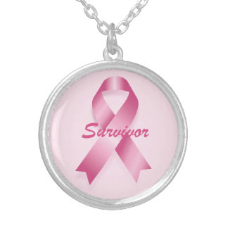 Breast Cancer Survivor, pink ribbon awareness gift Silver Plated Necklace