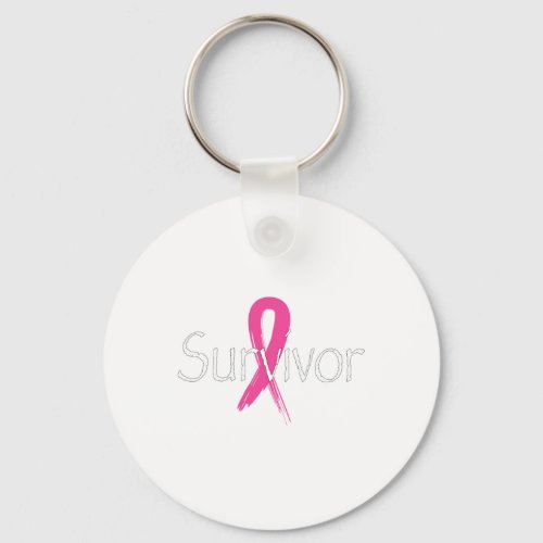 Breast Cancer Survivor Pink Ribbon Awareness Month Keychain