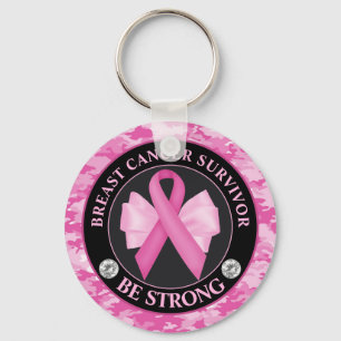 Breast Cancer Survivor – Pink Ribbon Camouflage Keychain