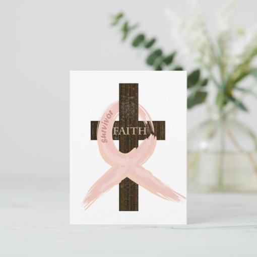 Breast Cancer Survivor Pink Ribbon Cross Of Faith Postcard Zazzle 2585