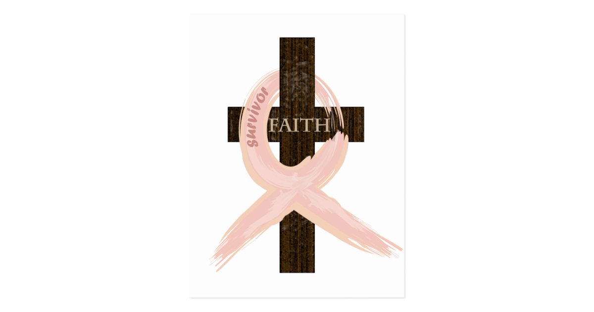 Breast Cancer Survivor Pink Ribbon Cross Of Faith Postcard 0593