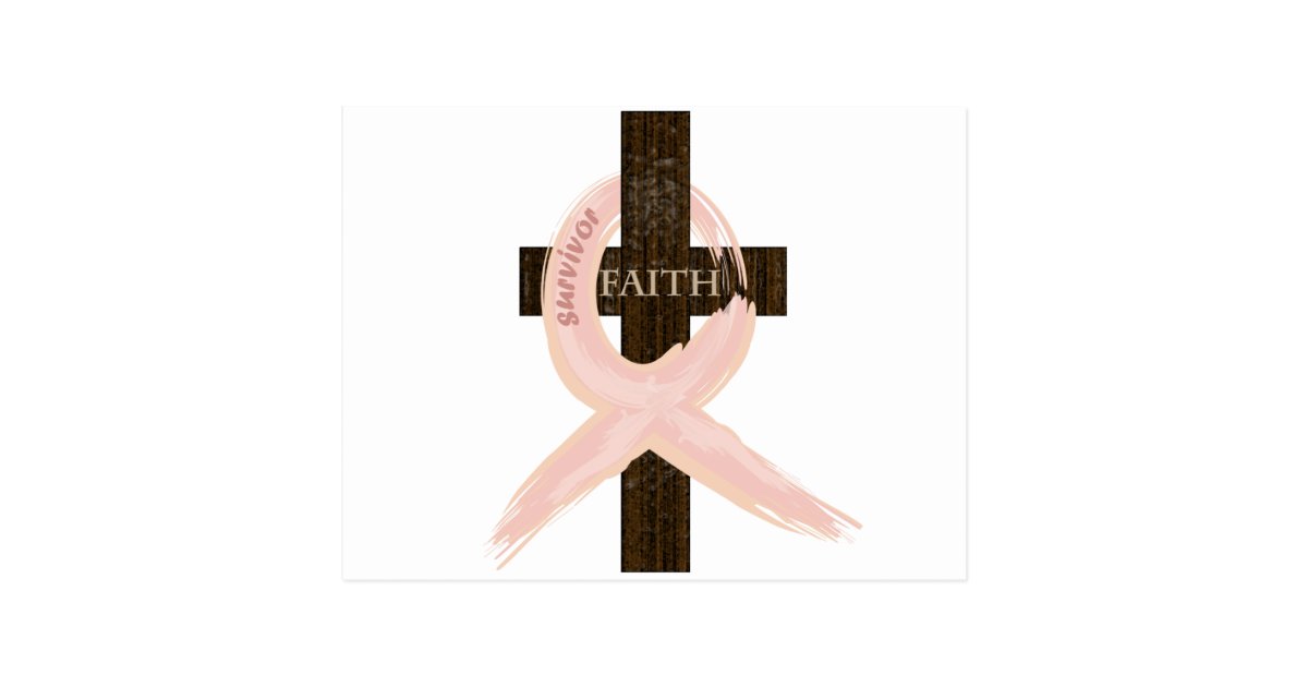 Breast Cancer Survivor Pink Ribbon-Cross of Faith Postcard | Zazzle.com