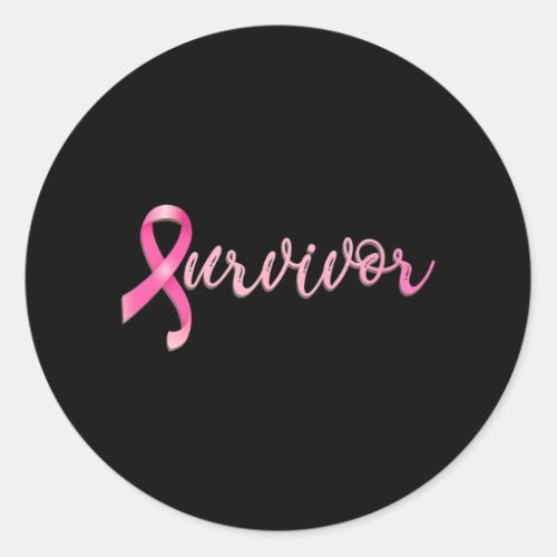 Breast Cancer Survivor Pink Ribbon Recovery Classic Round Sticker