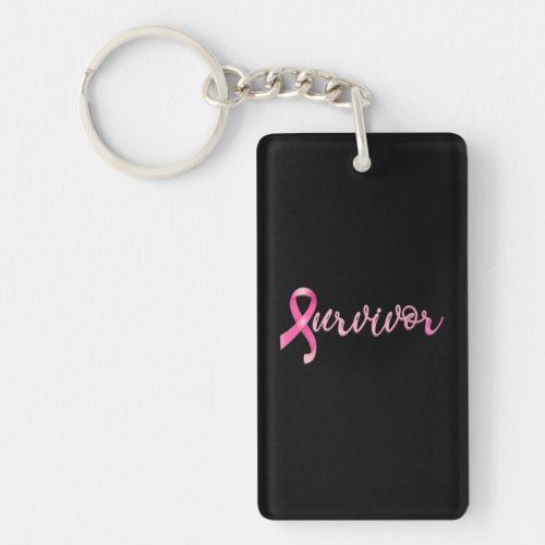 Breast Cancer Survivor Pink Ribbon Recovery Keychain