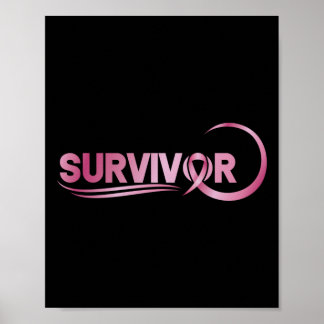 Breast Cancer Survivor Pink Ribbon Recovery Poster