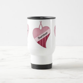 breast cancer survivor pink ribbon travel mug