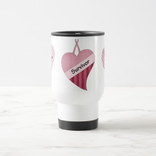 breast cancer survivor pink ribbon travel mug