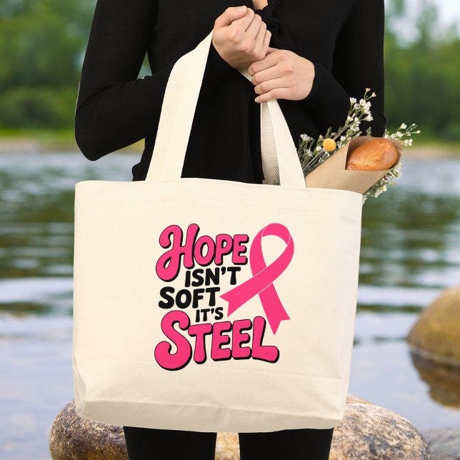 Breast Cancer Survivor Pink Ribbon Warrior Fighter Large Tote Bag (Creator Uploaded)