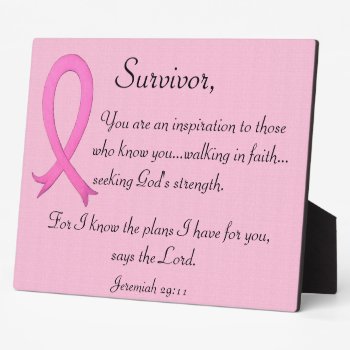 Breast Cancer Survivor Plaque With Bible Verse by LPFedorchak at Zazzle