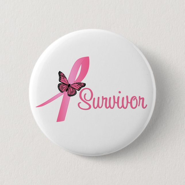 Breast Cancer Survivor Ribbon Button (Front)