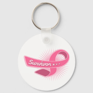 Breast Cancer Survivor Ribbon Keychain