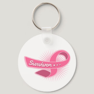 Breast Cancer Survivor Ribbon Keychain