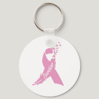Breast Cancer Survivor Ribbon Keychain Gift