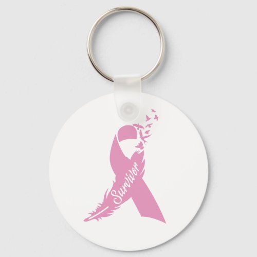 Breast Cancer Survivor Ribbon Keychain Gift
