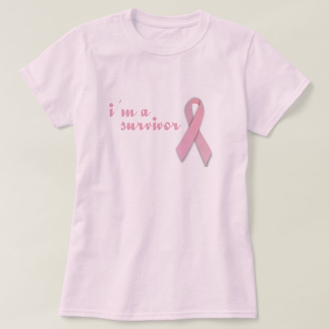 Breast Cancer Survivor Ribbon T-Shirt (Design Front)