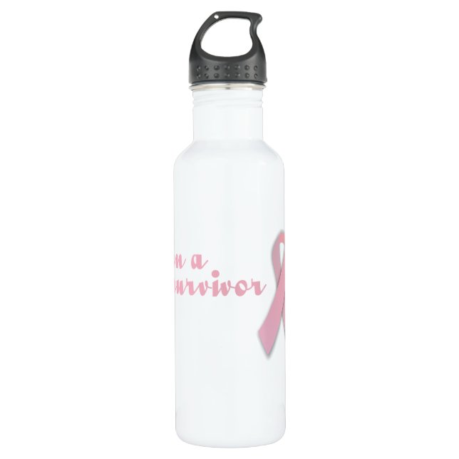 Breast Cancer Survivor Ribbon Water Bottle (Front)
