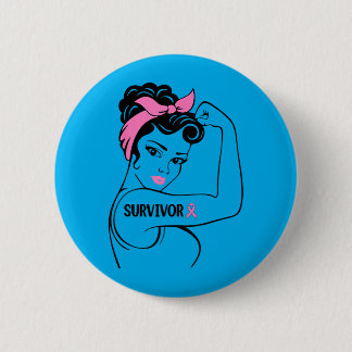 Breast Cancer Survivor Rosie Riveter nk Awareness Button