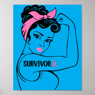 Breast Cancer Survivor Rosie Riveter nk Awareness Poster