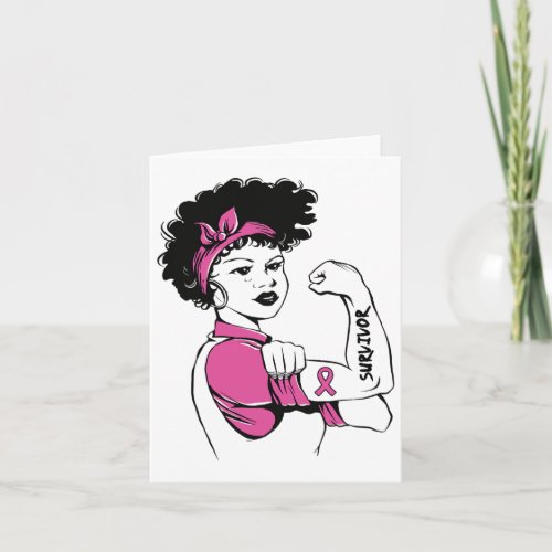 Breast Cancer Survivor Rosie Riveter Pink Awarenes Card